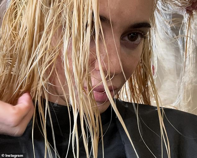 She revealed her secret blonde makeover from earlier this year in a not-seen-before photo