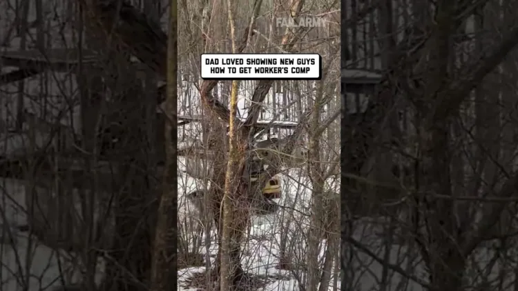 Dad Rides Mini-Excavator Down Icy Hill – video